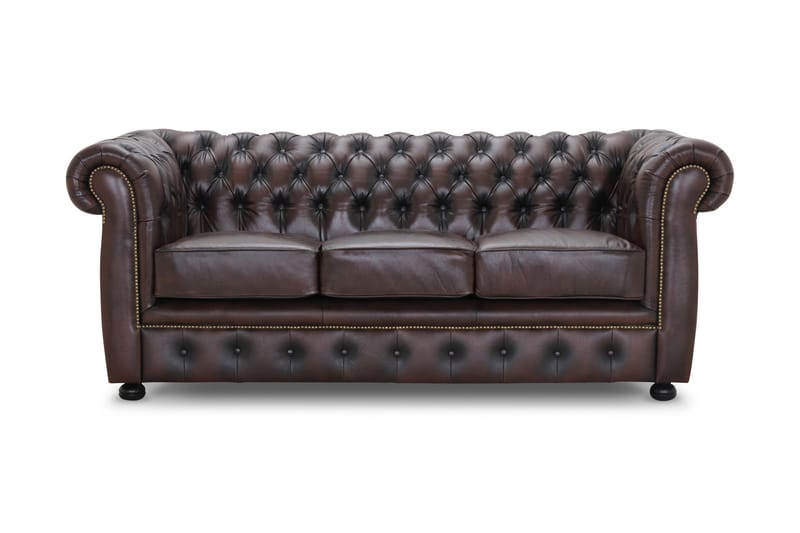 CHESTER 3-sits Soffa Läder Brun - Skinnsoffor - 3-sits soffor - chesterfield soffor