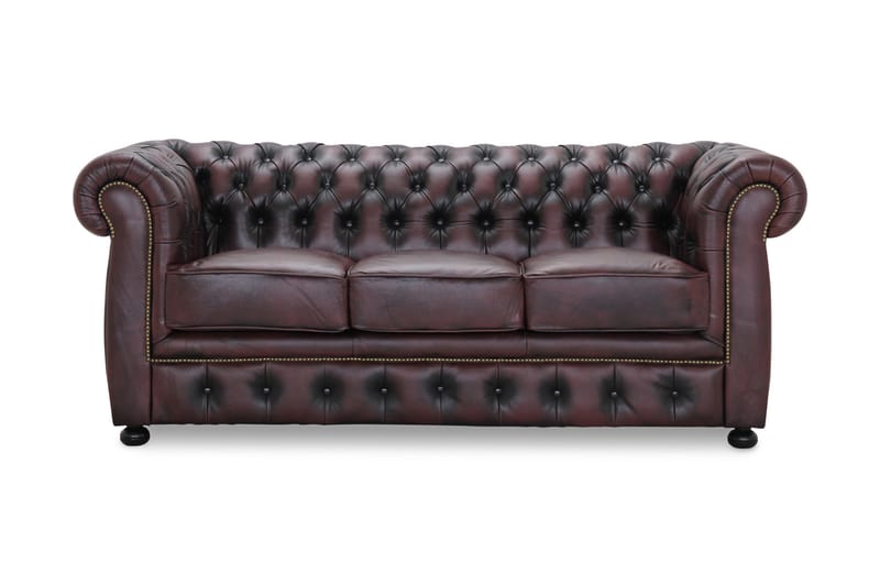 CHESTER 3-sits Soffa Läder Brun/Röd - Skinnsoffor - 3-sits soffor - chesterfield soffor