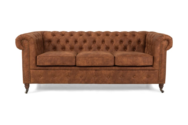 CHESTERFIELD LUX 3-sits Soffa Cognac - Skinnsoffor - 3-sits soffor - chesterfield soffor