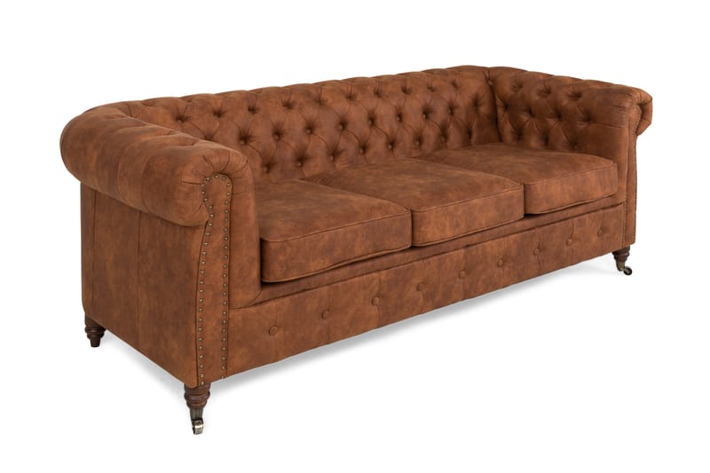 CHESTERFIELD LUX 3-sits Soffa Cognac - Skinnsoffor - 3-sits soffor - chesterfield soffor