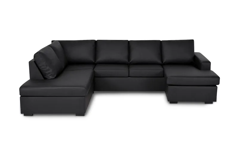 Crazy 4-sits V änstervänd U-formad Large Soffa med Divan och Schäslong i Konstläder, Svart