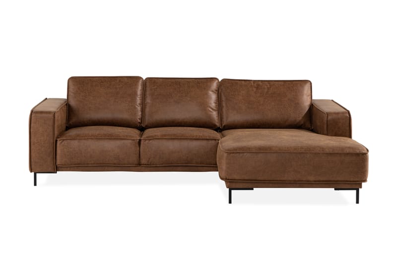 EMRIK 2-sits Soffa med Divan Höger Bonded Leather - Skinnsoffor - Divansoffa & schäslong