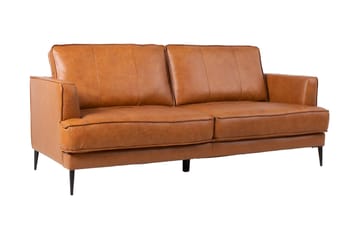 Leo Rektangulär Skinnsoffa med Smala Ben 194 cm - Cognac - Möbler - Vardagsrum - Soffor - Skinnsoffor