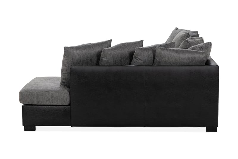 Ocean 4-sits Högervänd U-formad Soffa med Divan och Schäslong i Tyg/Konstläder - Grå / Svart - Möbler - Vardagsrum - Soffor - Skinnsoffor