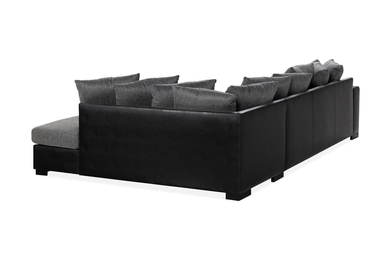 Ocean 4-sits Högervänd U-formad Soffa med Divan och Schäslong i Tyg/Konstläder - Grå / Svart - Möbler - Vardagsrum - Soffor - Skinnsoffor
