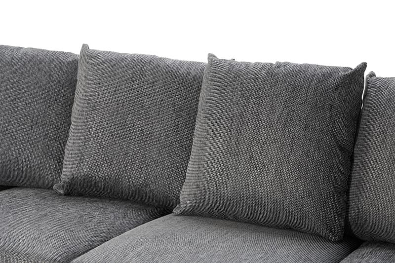 Ocean 4-sits Högervänd U-formad Soffa med Divan och Schäslong i Tyg/Konstläder - Grå / Svart - Möbler - Vardagsrum - Soffor - Skinnsoffor