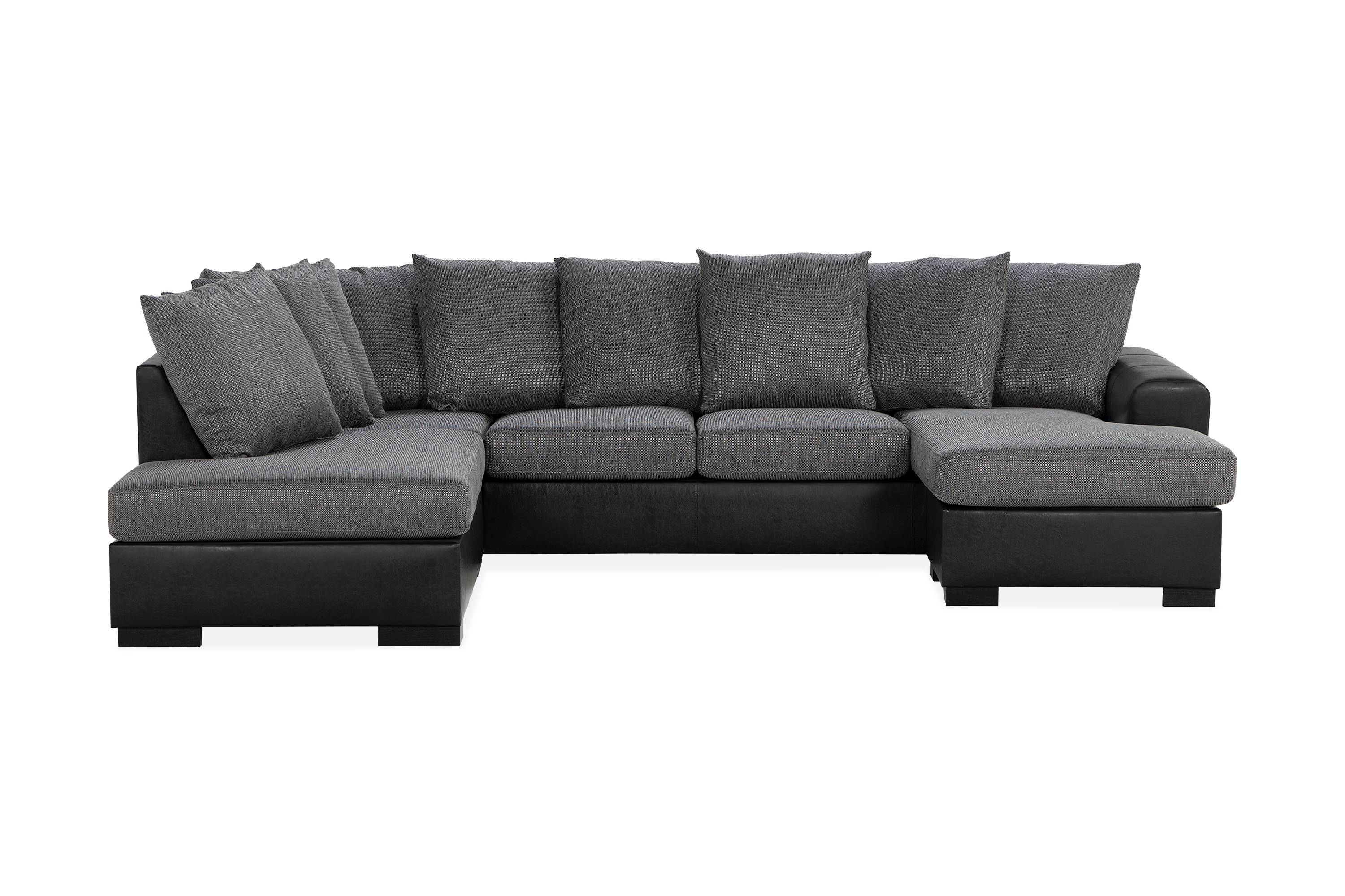 ocean 4-sits vänstervänd u-formad soffa med divan och schäslong i konstläder/tyg - grå / svart