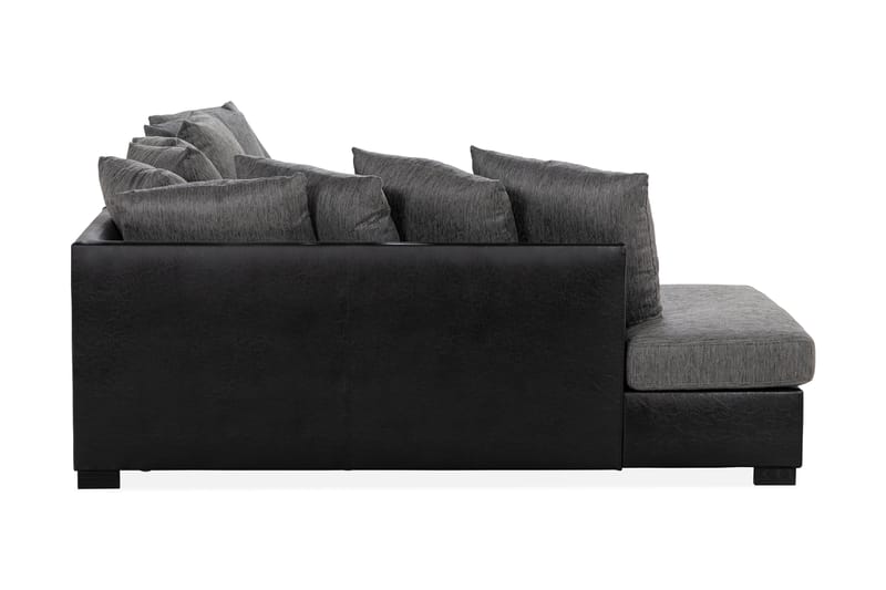 Ocean 4-sits Vänstervänd U-formad Soffa med Divan och Schäslong i Konstläder/Tyg - Grå / Svart - Möbler - Vardagsrum - Soffor - Skinnsoffor