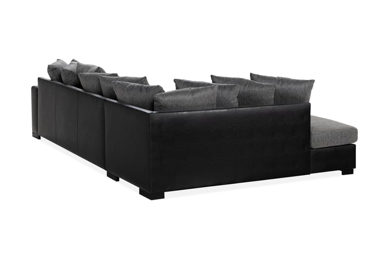 Ocean 4-sits Vänstervänd U-formad Soffa med Divan och Schäslong i Konstläder/Tyg - Grå / Svart - Möbler - Vardagsrum - Soffor - Skinnsoffor