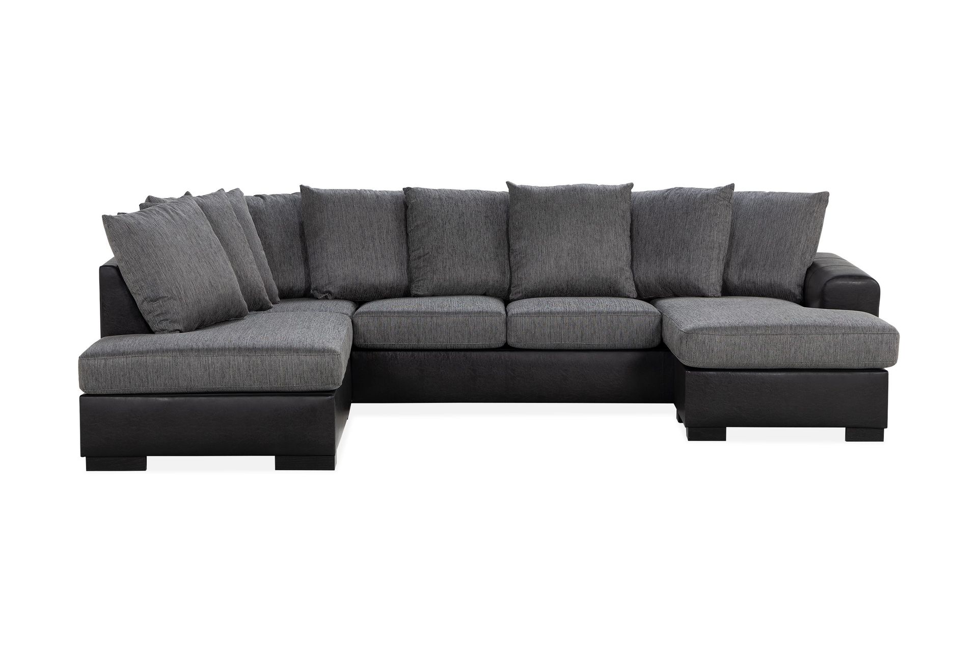 ocean 4-sits vänstervänd u-formad soffa med divan och schäslong i konstläder/tyg - grå / svart