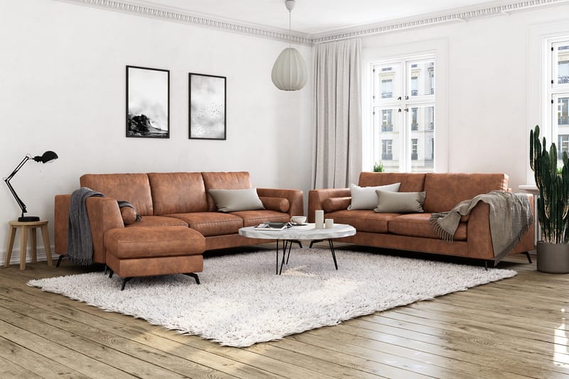 Ocean Lyx 3-sits Soffa i Konstläder - Brun - Möbler - Vardagsrum - Soffor - Skinnsoffor