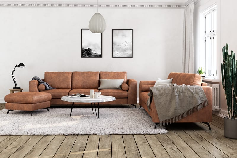 Ocean Lyx 3-sits Soffa i Konstläder - Brun - Möbler - Vardagsrum - Soffor - Skinnsoffor