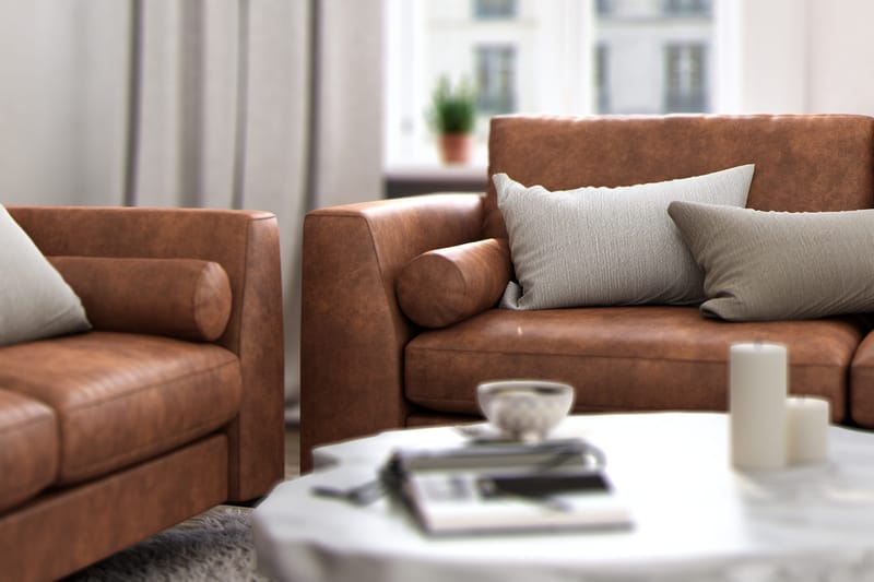Ocean Lyx 3-sits Soffa i Konstläder - Brun - Möbler - Vardagsrum - Soffor - 2-sits soffor