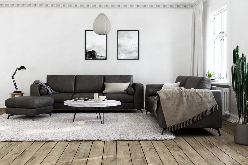 Ocean Lyx 3-sits Soffa i Konstläder - Mörkgrå - Möbler - Vardagsrum - Soffor - Skinnsoffor