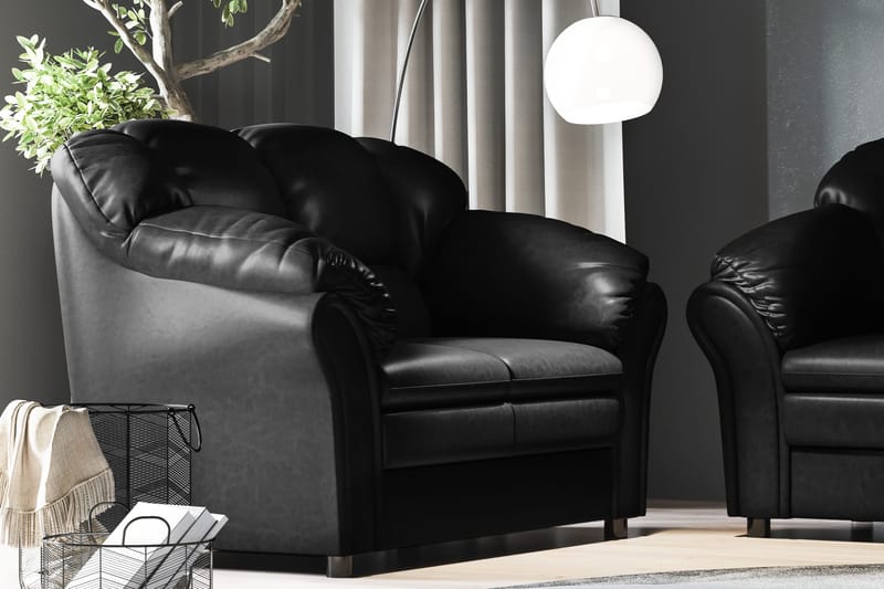 Salvador 3-sits Soffa Konstläder - Svart/Konstläder - Möbler - Vardagsrum - Soffor - Skinnsoffor