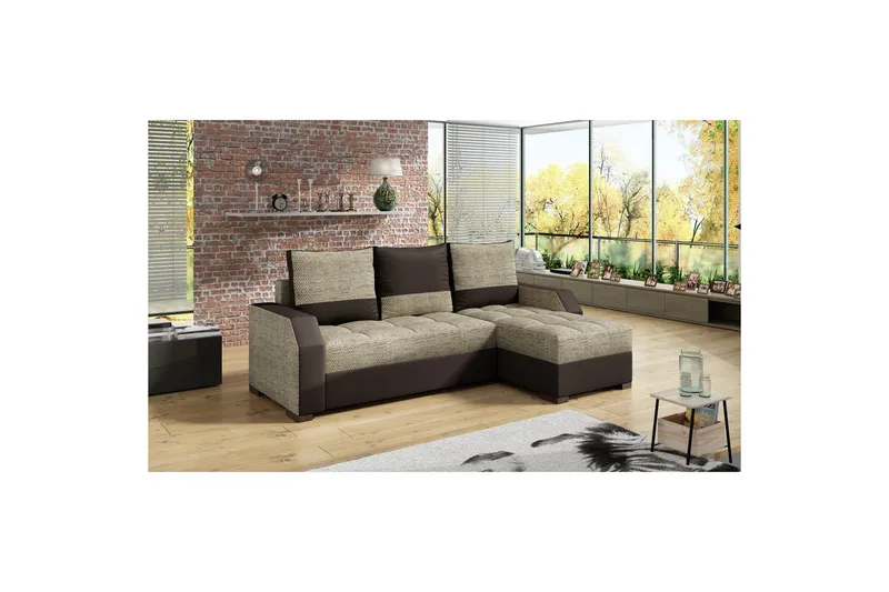 Soffa Eltap Aris 250x90 x150 cm, Berlin 03, Mjuk 66, Beige, Mörkbrun