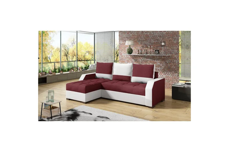 Soffa Eltap Aris 250x90 x150 cm, Malmo New 63, Soft 17, Röd, Vit
