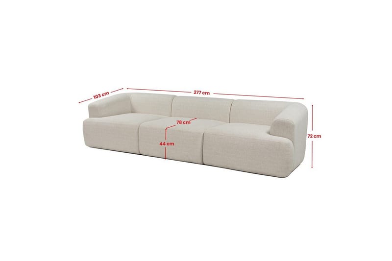 Soffa med 3 sittplatser Dashwood Vit - Vit - Möbler - Vardagsrum - Soffor - 4-sits soffor