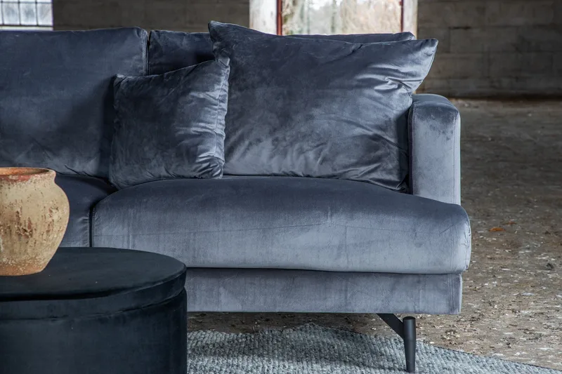 Sofia 3-sits Soffa 260 cm i Sammet - Grå - Möbler - Vardagsrum - Soffor - Sammetssoffor