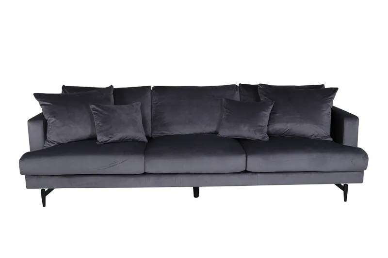 Sofia 3-sits Soffa 260 cm i Sammet, Grå