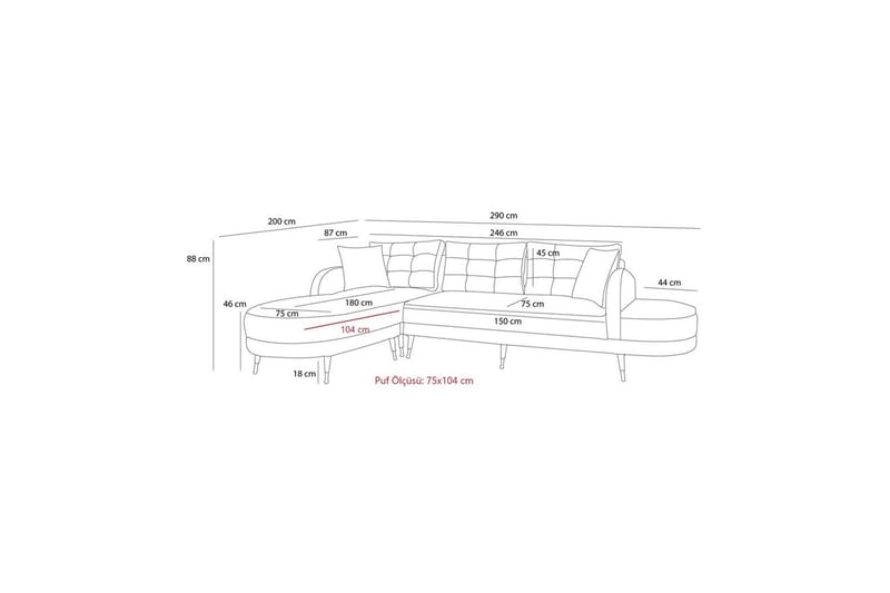 Sufian 3-sits Soffa med Divan - Mörkgrå - Möbler - Vardagsrum - Soffor - Divansoffa & schäslong