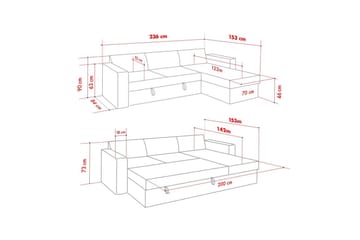 Tareen Soffa med Divan 3-sits - Grå - Möbler - Vardagsrum - Bäddsoffor - Bäddsoffa divan