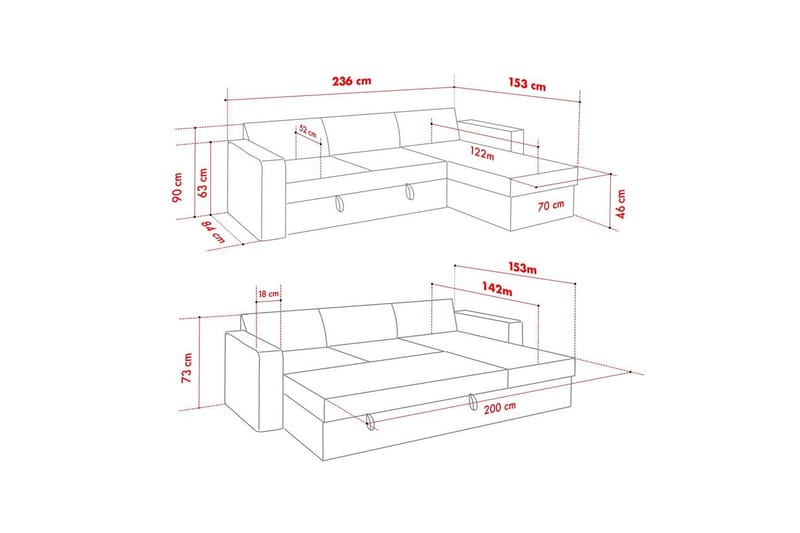 Tareen Soffa med Divan 3-sits - Grå - Möbler - Vardagsrum - Soffor - Divansoffa & schäslong