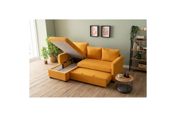 Tareen Soffa med Divan 3-sits - Sennepsgul - Möbler - Vardagsrum - Bäddsoffor - Bäddsoffa divan