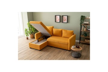 Tareen Soffa med Divan 3-sits - Sennepsgul - Möbler - Vardagsrum - Bäddsoffor - Bäddsoffa divan
