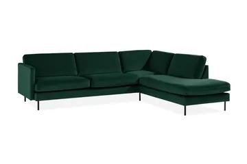 Teodin 2,5-sits Sammetssoffa med Schäslong Höger - Grön - Möbler - Vardagsrum - Soffor - Sammetssoffor