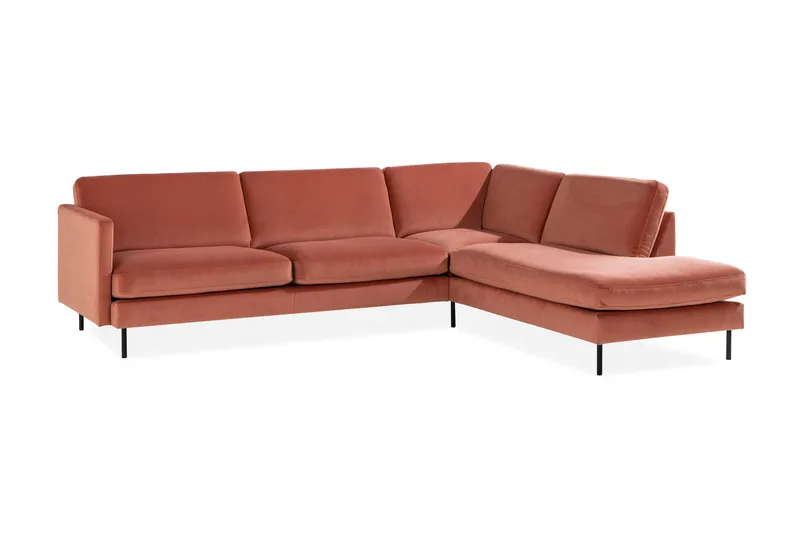 Teodin 2,5-sits Sammetssoffa med Schäslong Höger - Rosa - Möbler - Vardagsrum - Soffor - Sammetssoffor