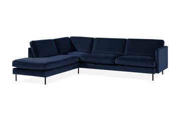 Teodin 2,5-sits Sammetssoffa med Schäslong Vänster - Blå - Möbler - Vardagsrum - Soffor - Divansoffa & schäslong
