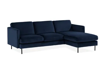 Teodin Sammetssoffa 2-sits med Divan Höger - Blå - Möbler - Vardagsrum - Soffor - Divansoffa & schäslong