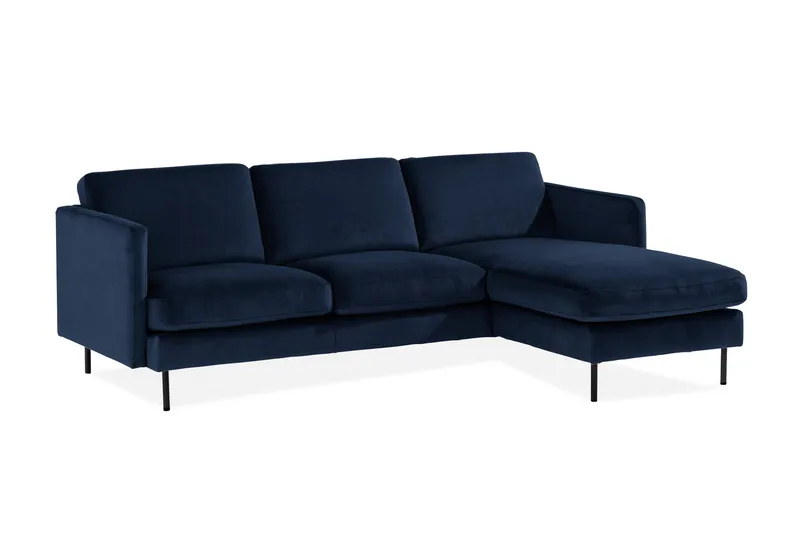 Teodin Sammetssoffa 2-sits med Divan Höger - Blå - Möbler - Vardagsrum - Soffor - Divansoffa & schäslong