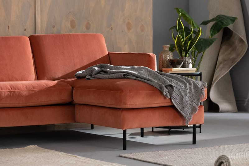Teodin Sammetssoffa 2-sits med Divan Höger - Rosa - Möbler - Vardagsrum - Soffor - Divansoffa & schäslong