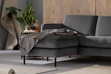 Teodin Sammetssoffa 2-sits med Divan Vänster - Ljusgrå - Möbler - Vardagsrum - Soffor - Sammetssoffor
