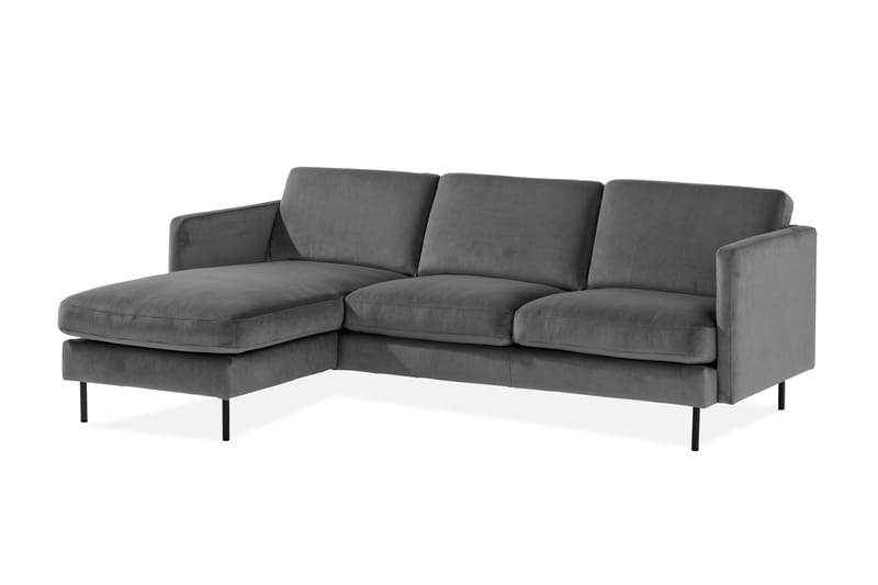 Teodin Sammetssoffa 2-sits med Divan Vänster - Ljusgrå - Möbler - Vardagsrum - Soffor - Sammetssoffor