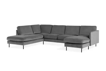 Teodin U-soffa med Divan Sammet Höger - Ljusgrå - Möbler - Vardagsrum - Soffor - U-soffor