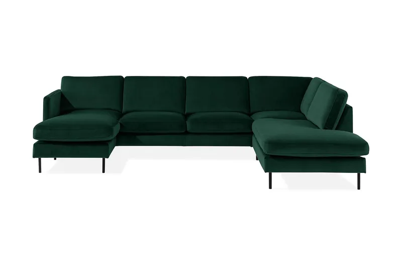 Teodin U-soffa med Divan Sammet Vänster, Grön