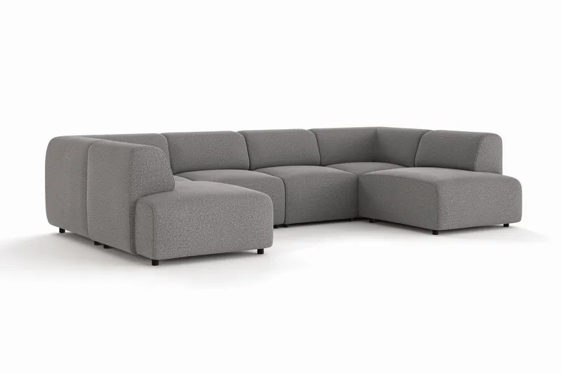 Torvasen 6-sits Soffa med Dubbeldivan i Tyg - Grå - Möbler - Vardagsrum - Soffor - U-soffor