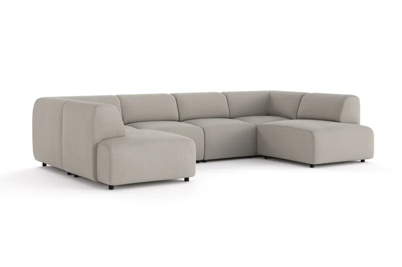 Torvasen 6-sits Soffa med Dubbeldivan i Tyg - Ljusgrå - Möbler - Vardagsrum - Soffor - U-soffor