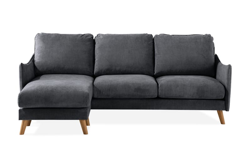 Trend Lyx 3-sits Divansoffa Vänster, Mörkgrå/Ek