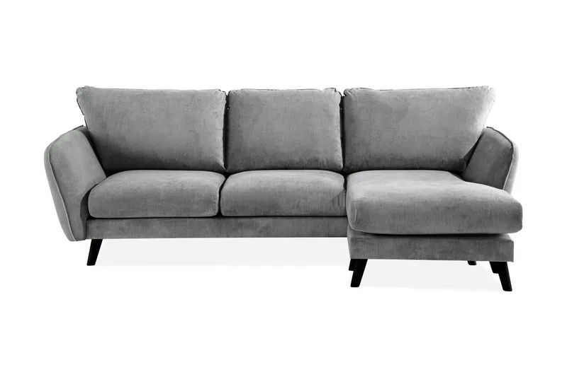 Trend Lyx 3-sits Högervänd L-formad Divansoffa i Tyg, Grå