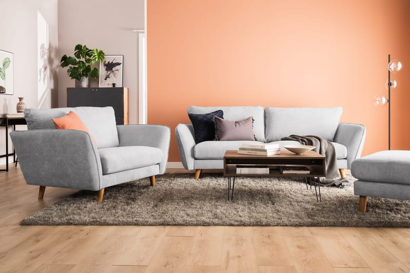 Trend Lyx 3-sits Högervänd L-formad Divansoffa i Tyg - Ljusgrå - Möbler - Vardagsrum - Soffor - Divansoffa & schäslong