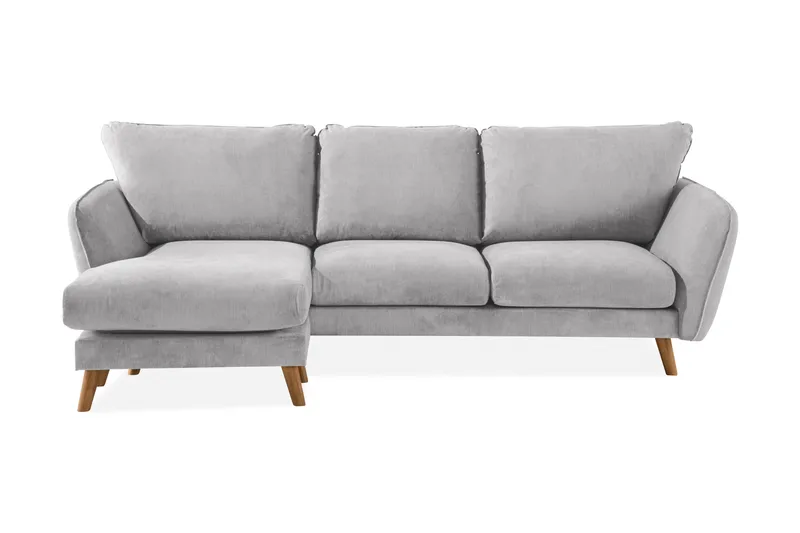 Trend Lyx 3-sits Vänstervänd L-formad Divansoffa i Tyg, Ljusgrå