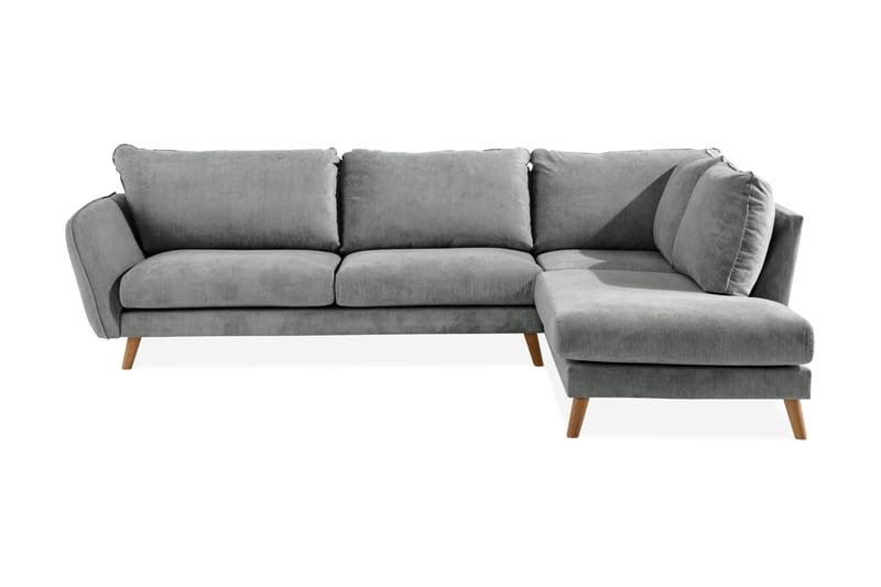 Trend Lyx 4-sits Högervänd L-formad Schäslongsoffa i Tyg, Grå