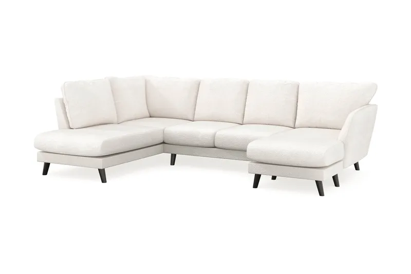 Trend Lyx 4-sits Högervänd U-formad Soffa med Divan och Schäslong i Bouclé - Vit - Möbler - Vardagsrum - Soffor - U-soffor