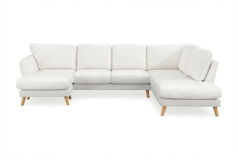 Trend Lyx 4-sits Högerv änd U-formad Soffa med Divan och Schäslong i Bouclé, Vit
