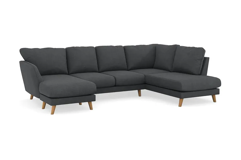 Trend Lyx 4-sits Högervänd U-formad Soffa med Divan och Schäslong i Manchester - Mörkgrå - Möbler - Vardagsrum - Soffor - U-soffor