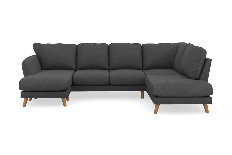 Trend Lyx 4-sits Högervänd U-formad Soffa med Divan och Schäslong i Manchester, Mörkgrå